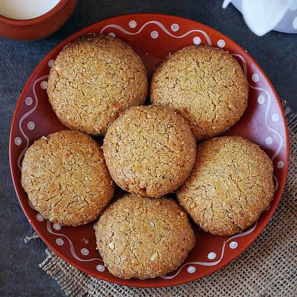 Homemade oats atta cookies traditional plate