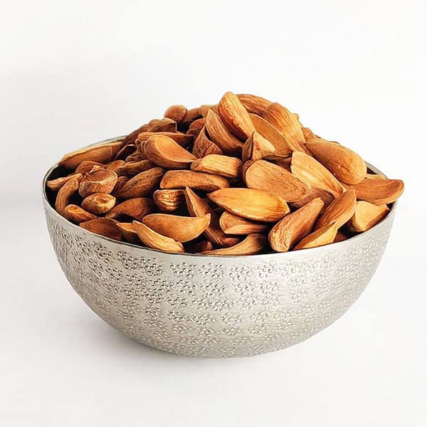 kashmiri mamra almonds white bowl
